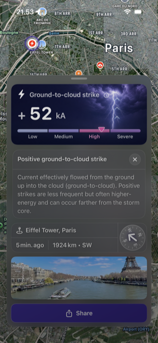 See what struck screen in Lightning Alerts