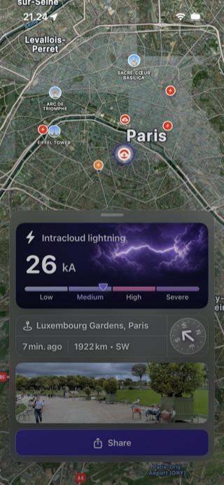 Cloud or ground screen in Lightning Alerts