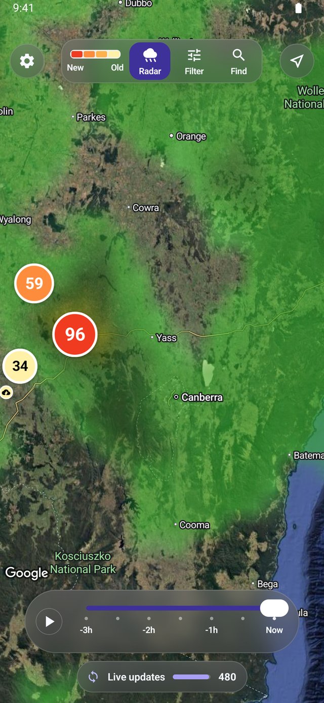 Radar with lightning screen in Lightning Alerts