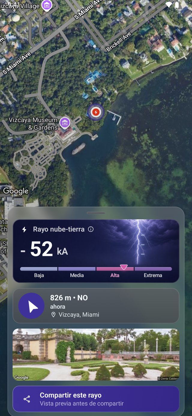 Pantalla de detalle de impacto en Lightning Alerts