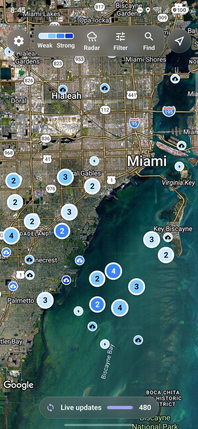 Storm strength view screen in Lightning Alerts